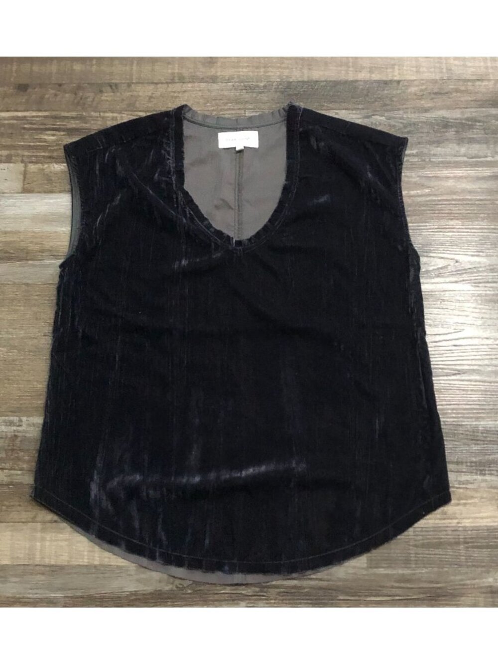 Dear John Womens XS Navy Blue Velour Sleeveless Shirt